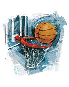 Картина интерьерная Баскетбольная корзина с мячом Woozzee