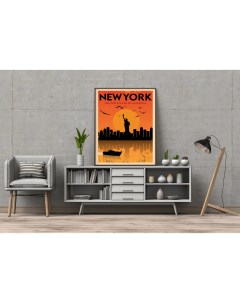 Постер Закат в Нью Йорке 60х90 в рамке Просто постер