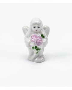 Фарфоровый сувенир Ангел с розами ручная роспись Фарфор сысерти