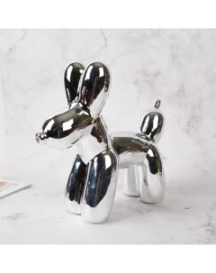 Декоративная фигура Собака керамика серебристая 28х10х25 5 см Nobrand