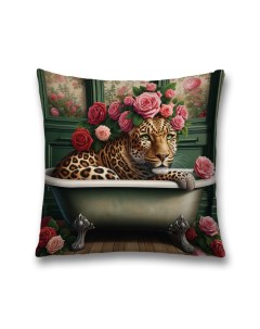 Наволочка декоративная Леопард в ванне 45х45 sl_429938 Joyarty