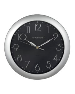 Часы настенные Тройка черные с серебром d29 5 см Nobrand
