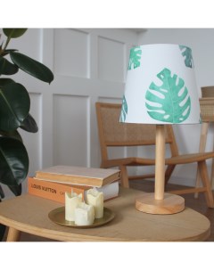 Лампа настольная Home style дерево 60 Вт Е27 белая с принтом Фарлайт