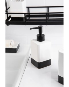 Дозатор для жидкого мыла Text керамика цвет чёрный белый Fixsen