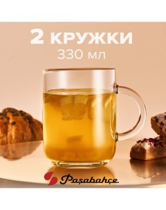 Кружка стеклянная для чая и кофе 330 мл набор 2 шт Pasabahce