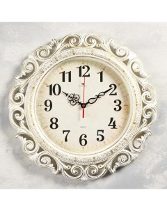 Часы настенные серия Интерьер плавный ход d 40 5 см белые с золотом Nobrand