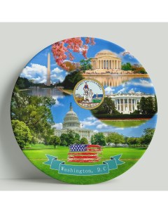 Декоративная тарелка США Вашингтон Рисунок 20см 20 см Wortekdesign