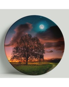 Декоративная тарелка Пейзаж звездное небо 20 см Wortekdesign