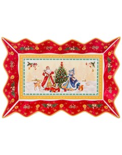 Блюдо Дед Мороз и Снегурочка фигурное 25 15 3 5 см красное 85 1644 Lefard