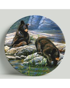 Декоративная тарелка Медвежата ловят рыбу 20 см Wortekdesign
