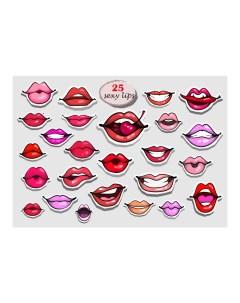 Наклейка 25 сексуальных губ Woozzee