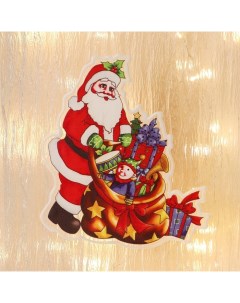 Наклейка на стекло Дед Мороз с малышом 12х14 см 2 шт Nobrand