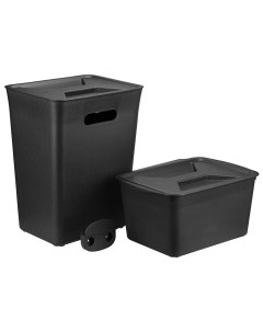 Контейнеры для сбора мусора 2 шт черные Idea