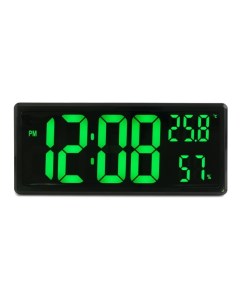 Часы настенные электронные будильник термометр гигрометр 36 х 15 см Nobrand