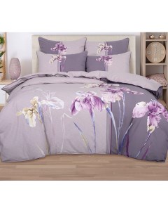 Комплект постельного белья Синтия двуспальный с европростыней велюр фиолетовый Арт элегант