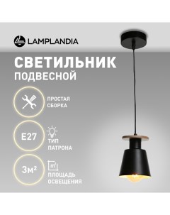 Светильник подвесной L1622 KOTTE BLACK Е27х1 макс 60Вт Lamplandia