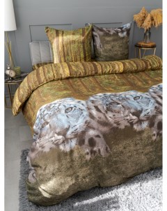 Комплект постельного белья Леопард в лесу 2 спальный наволочки 70x70 Pavlina