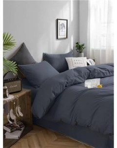 Комплект постельного белья 2 спальный сатин серо синий Sweet sleep factory