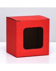 Коробка под кружку с окном красная 12 х 9 5 х 12 см 10 шт Русэкспресс