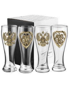 Набор 4 бокала для пива Герб РФ и Георгий Победоносец 13000787 Город подарков
