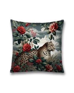 Наволочка декоративная Леопард в цветах 45х45 sl_429917 Joyarty