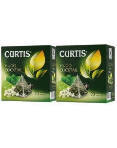 Чай зеленый Hugo Cocktail с мятой лаймом и ароматом бузины 2 уп х 20 пирамидок Curtis