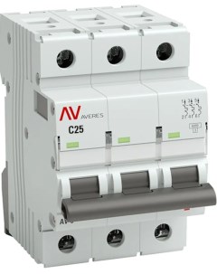 Автоматический выключатель Averes AV 6 3P C25 А 6 кА mcb6 3 25C av Ekf
