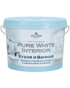 Краска для кухонь и ванных комнат Husky акриловая цвет белый база А 9 л Олимп