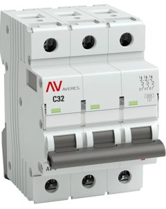 Автоматический выключатель Averes AV 6 3P C32 А 6 кА mcb6 3 32C av Ekf