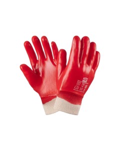 Перчатки МБС маслобензостойкие с ПВХ покрытием с манжетой резинкой красные Фабрика перчаток