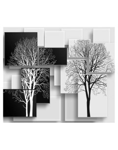 Фотообои флизелиновые 3D Деревья 3 х 2 6 м ШхВ черный Photostena
