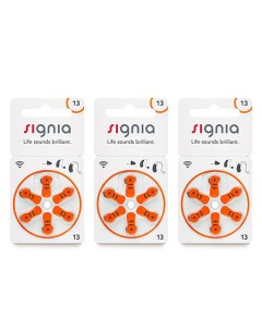 Батарейки Signia 13 PR48 для слухового аппарата 3 бистера 18 батареек Сигниа гмбх