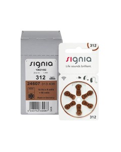 Батарейки Signia 312 PR41 для слуховых аппаратов упаковка 60 батареек Сигниа гмбх