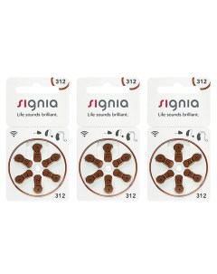 Батарейки Signia 312 для слуховых аппаратов 3 блистера 18 батареек Сигниа гмбх