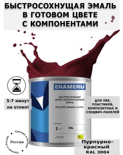 Эмаль для ПВХ Пластика с компонентами Акрил полиуретановая 1л RAL 3004 Enameru