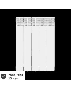 Радиатор 500 100 биметалл 5 секций боковое подключение цвет белый Equation