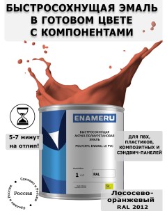 Эмаль для ПВХ Пластика с компонентами Акрил полиуретановая 1л RAL 2012 Enameru