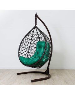 Подвесное кресло Модерн Венге 140 кг Зеленая трапеция подушка зеленая Stuler