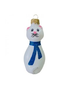 Елочная игрушка Котик в шарфе 161502305 1 шт белый Evis