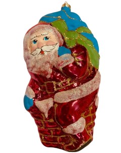 Игрушка на елку Дед мороз на трубе 15см Nobrand