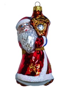Игрушка на елку Дед Мороз с часами 13 5см Nobrand