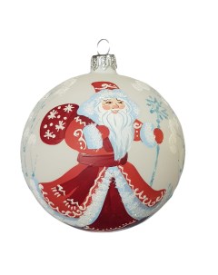 Шар на елку Дед Мороз с посохом и мешком 100мм Винтажный шар