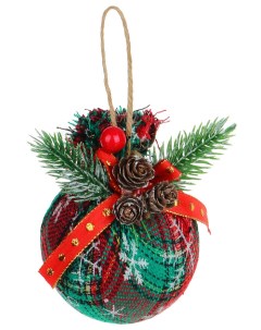 Шар на ель Рождественский шар с декором из хвои 397 342 1 шт зеленый красный Сноу бум
