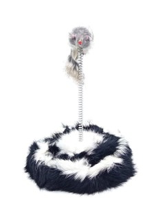 Игрушка для кошек Мышь на пружинке с прицелом черно белая Nobrand