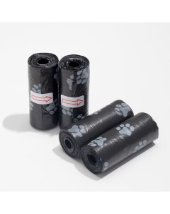 Пакеты для уборки за собаками с печатью черные полиэтилен 4x15 пакетов 29х21 см Пижон