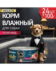 Влажный корм для собак Холистик Телятина с зеленой фасолью 24 шт по 100 г Зоогурман