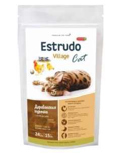 Сухой корм для кошек Estrudo Village Cat Деревенская курочка для красивой шерсти 10 кг Porcelan