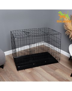 Клетка с люком для собак и кошек 100 х 60 х 70 см черная Пижон
