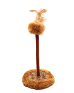 Игрушка для кошек с перьями на подставке коричневая Nobrand
