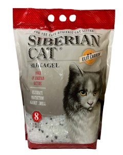 Наполнитель для кошек Elit Carbon силикагелевый черные гранулы 8 л Сибирская кошка